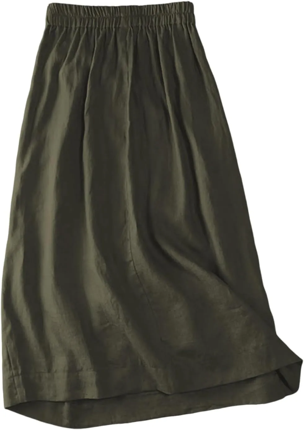 2025 Women Spring Solid Button Down Casual Wedding Elegant Flowy A-Line Midi Skirts, M-2XL