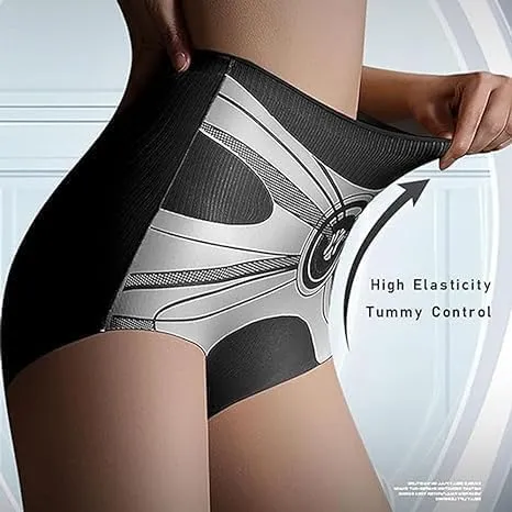 2PCS High Waist Seamless Liquid Ice Silk Shaping Pants, Shaping Shorts Tummy Control Butt Lifting Underpants Briefs