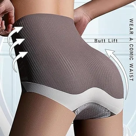 2PCS High Waist Seamless Liquid Ice Silk Shaping Pants, Shaping Shorts Tummy Control Butt Lifting Underpants Briefs