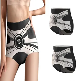 2PCS High Waist Seamless Liquid Ice Silk Shaping Pants, Shaping Shorts Tummy Control Butt Lifting Underpants Briefs