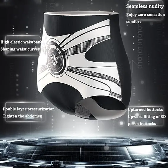 2PCS High Waist Seamless Liquid Ice Silk Shaping Pants, Shaping Shorts Tummy Control Butt Lifting Underpants Briefs