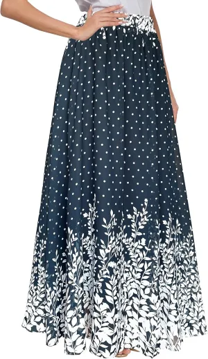 Afibi Women Floral Long Skirts Chiffon Summer Beach High Waisted Maxi Skirts