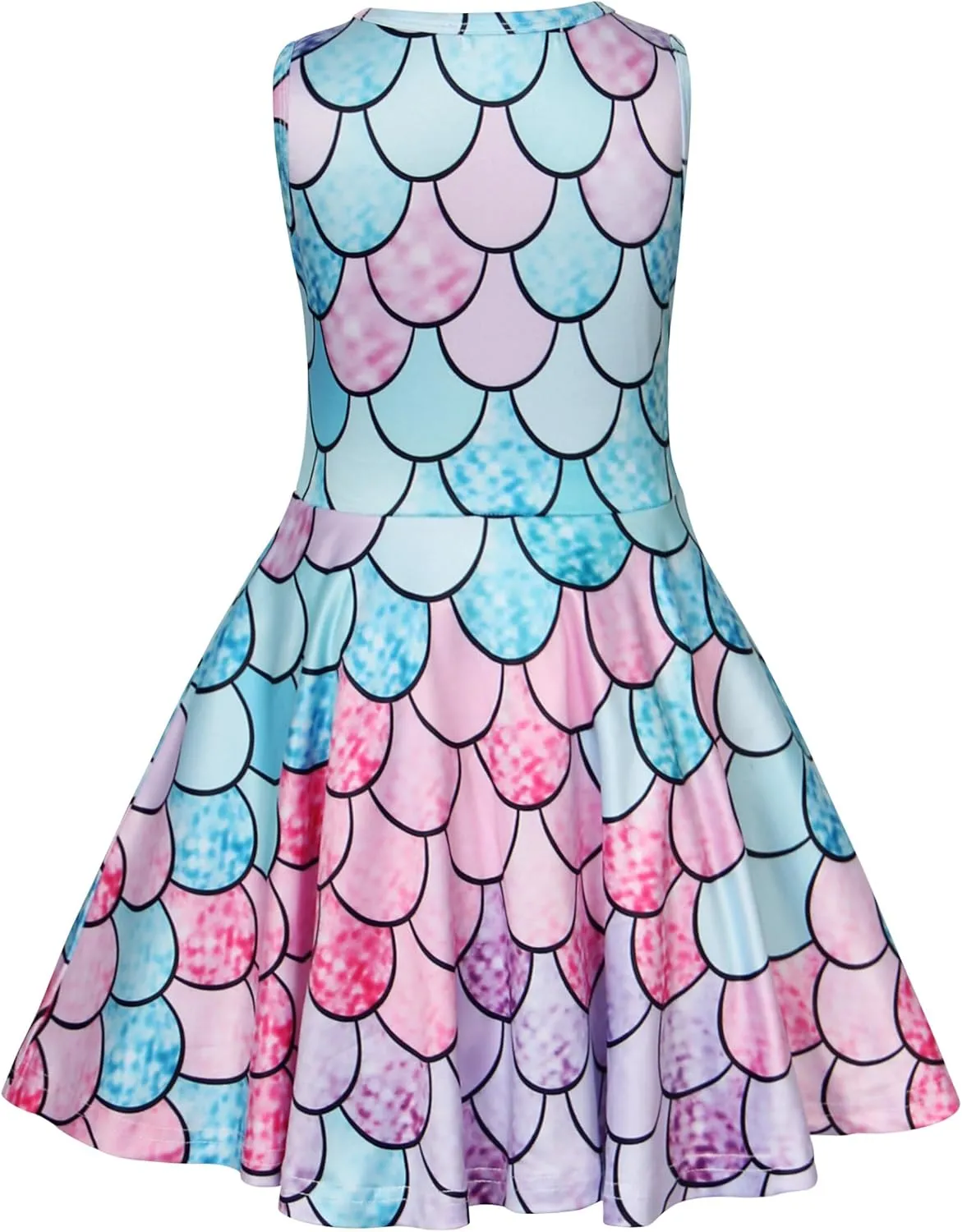 AmzBarley Girls Printed Dress Sleeveless Summer Dresses for Girls Casual Midi Tiered Swing Dress Kids Skater Dress 1-10Years