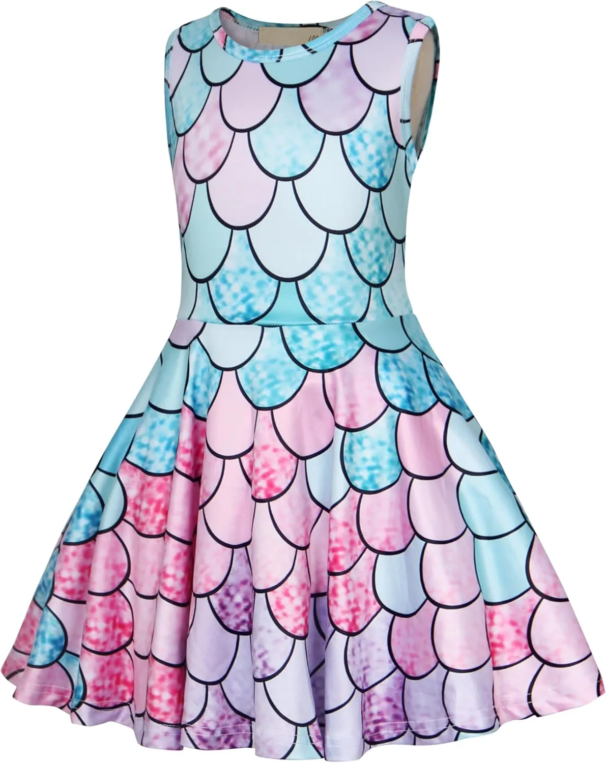 AmzBarley Girls Printed Dress Sleeveless Summer Dresses for Girls Casual Midi Tiered Swing Dress Kids Skater Dress 1-10Years