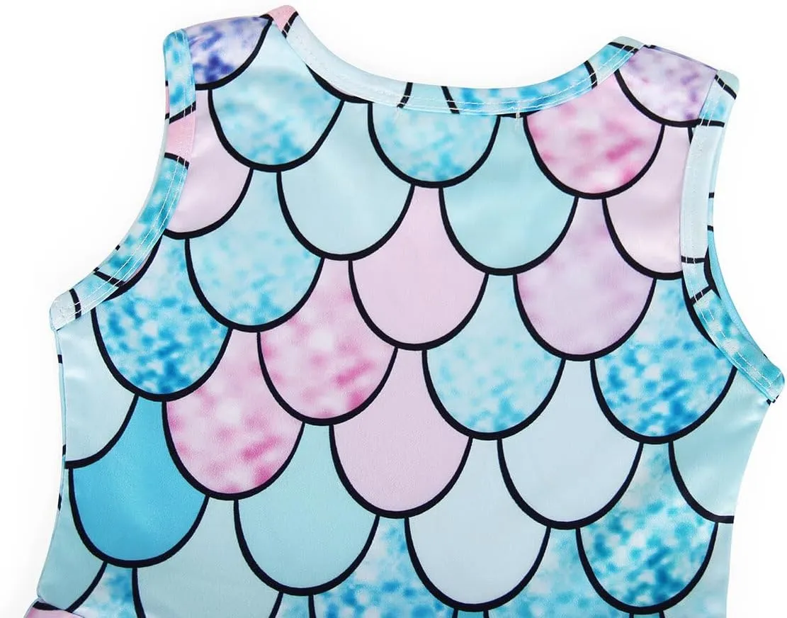 AmzBarley Girls Printed Dress Sleeveless Summer Dresses for Girls Casual Midi Tiered Swing Dress Kids Skater Dress 1-10Years