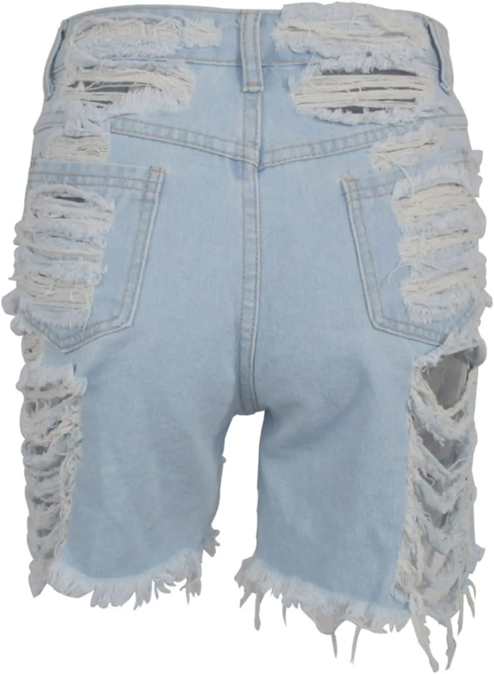 Andongnywell Women High Waisted Ripped Frayed Denim Shorts Summer Raw Hem Distressed Jean Shorts Pockets Pull-On Shorts