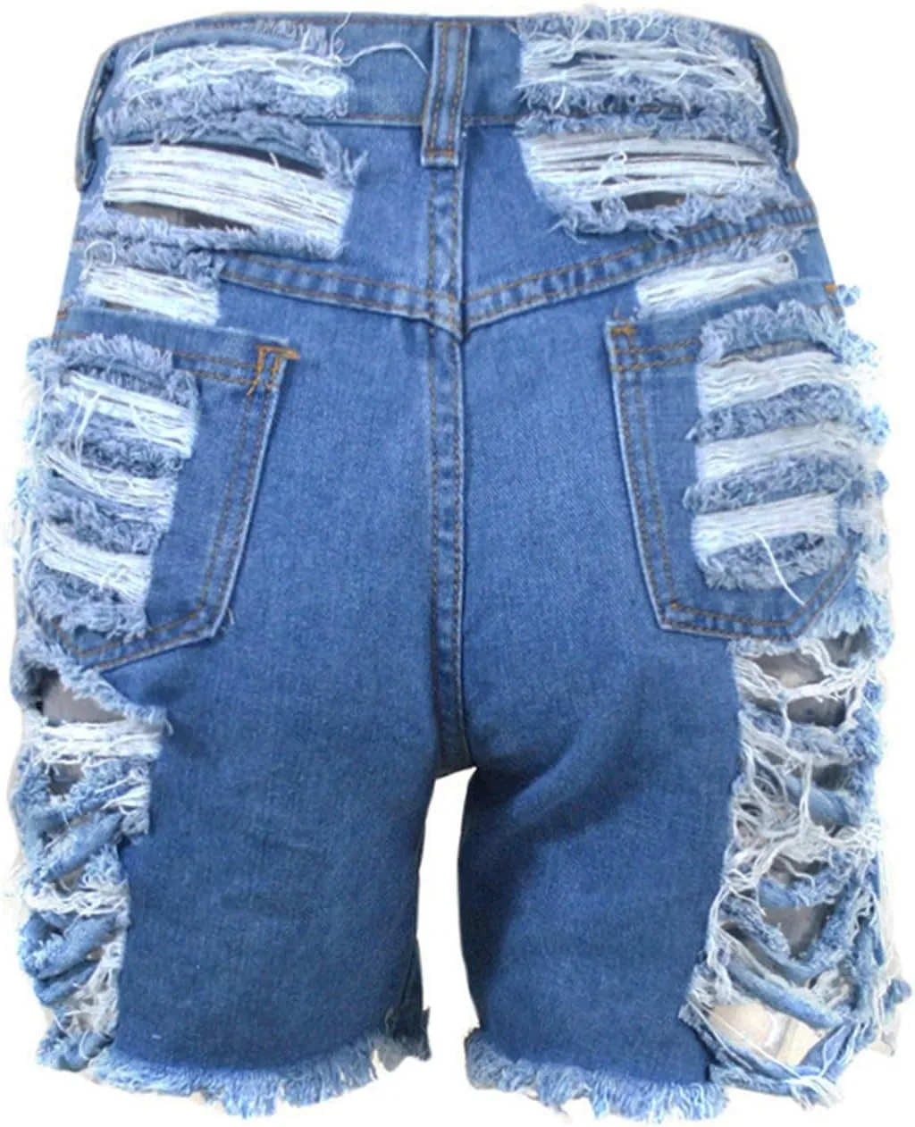 Andongnywell Women High Waisted Ripped Frayed Denim Shorts Summer Raw Hem Distressed Jean Shorts Pockets Pull-On Shorts
