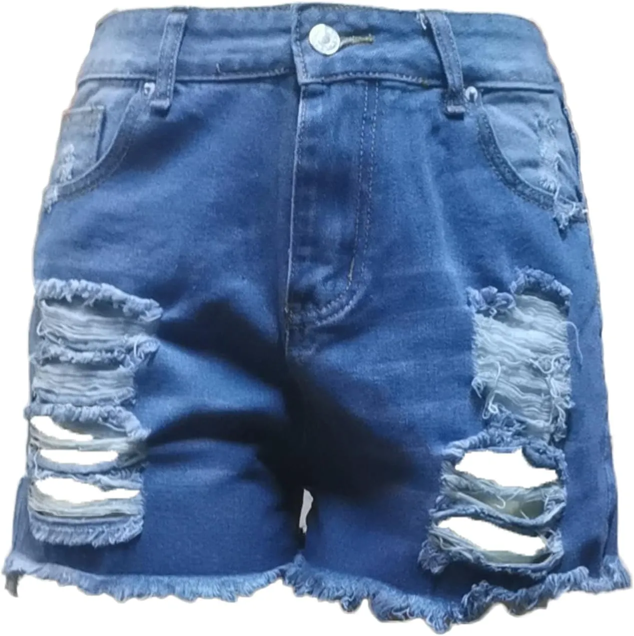 Andongnywell Womens High Waisted Summer Ripped Frayed Raw Hem Shorts Stretchy Denim Long Shorts Casual Distressed Jean Shorts