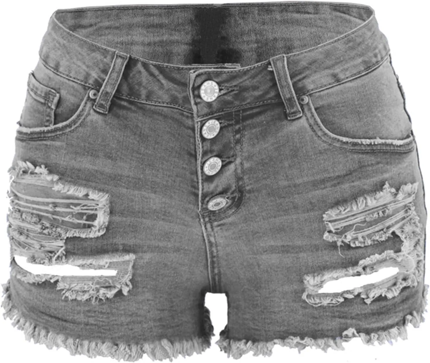 Andongnywell Womens Ripped Frayed Denim Shorts High Waisted Casual Distressed Ripped Shorts Raw Hem Jeans-Shorts