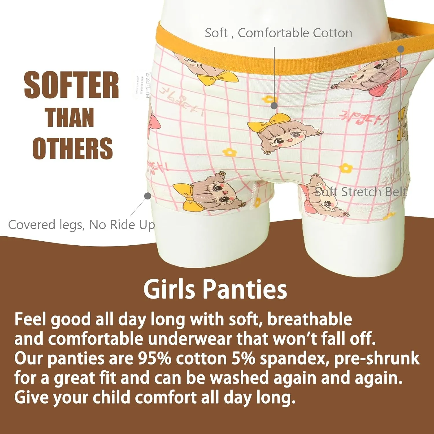 Anktry Kids 12 Pack Soft Comfort Cotton Knickers Underwear Little Girls Assorted Boyshort Panties 2-12 Yrs