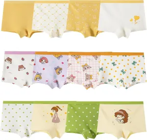 Anktry Kids 12 Pack Soft Comfort Cotton Knickers Underwear Little Girls Assorted Boyshort Panties 2-12 Yrs