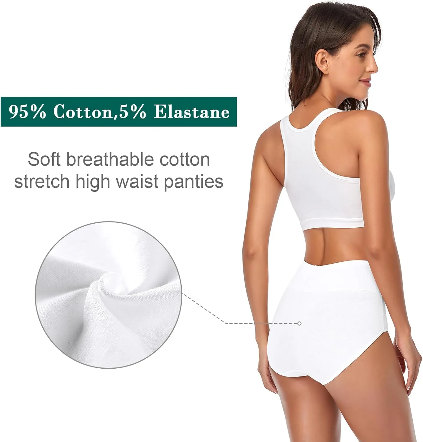 Annenmy Women's High Waist Cotton Underwear Soft Brief Panties Regular and Plus Size