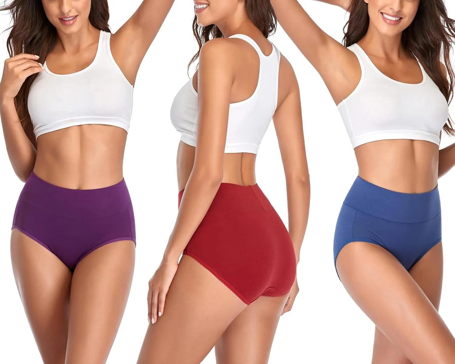 Annenmy Women's High Waist Cotton Underwear Soft Brief Panties Regular and Plus Size