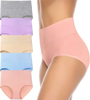 Annenmy Women's High Waist Cotton Underwear Soft Brief Panties Regular and Plus Size