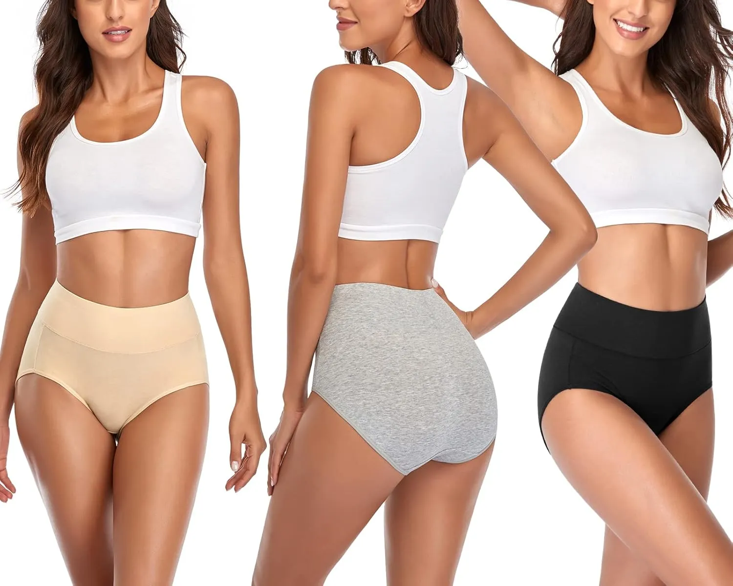 Annenmy Women's High Waist Cotton Underwear Soft Brief Panties Regular and Plus Size