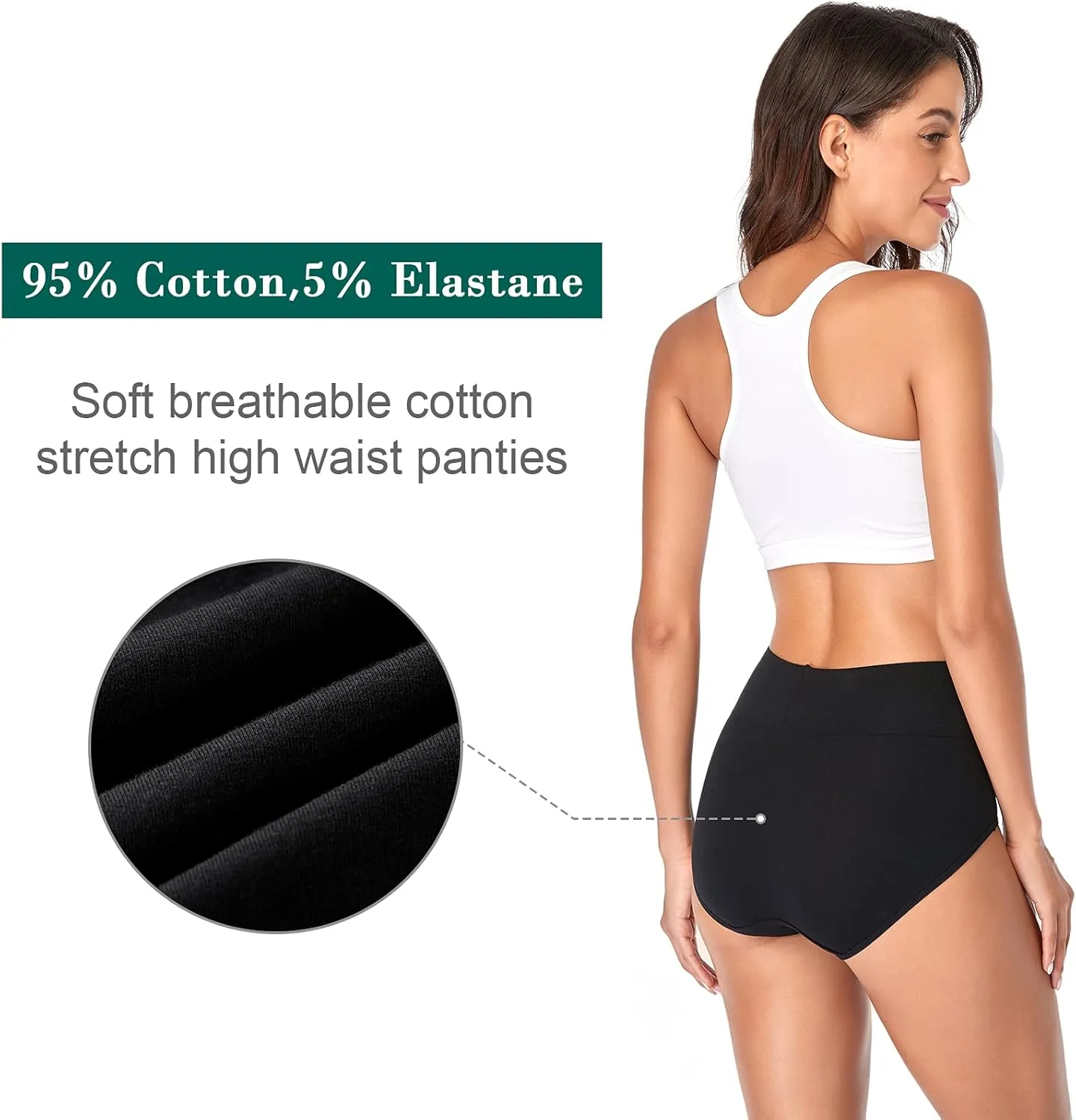 Annenmy Women's High Waist Cotton Underwear Soft Brief Panties Regular and Plus Size