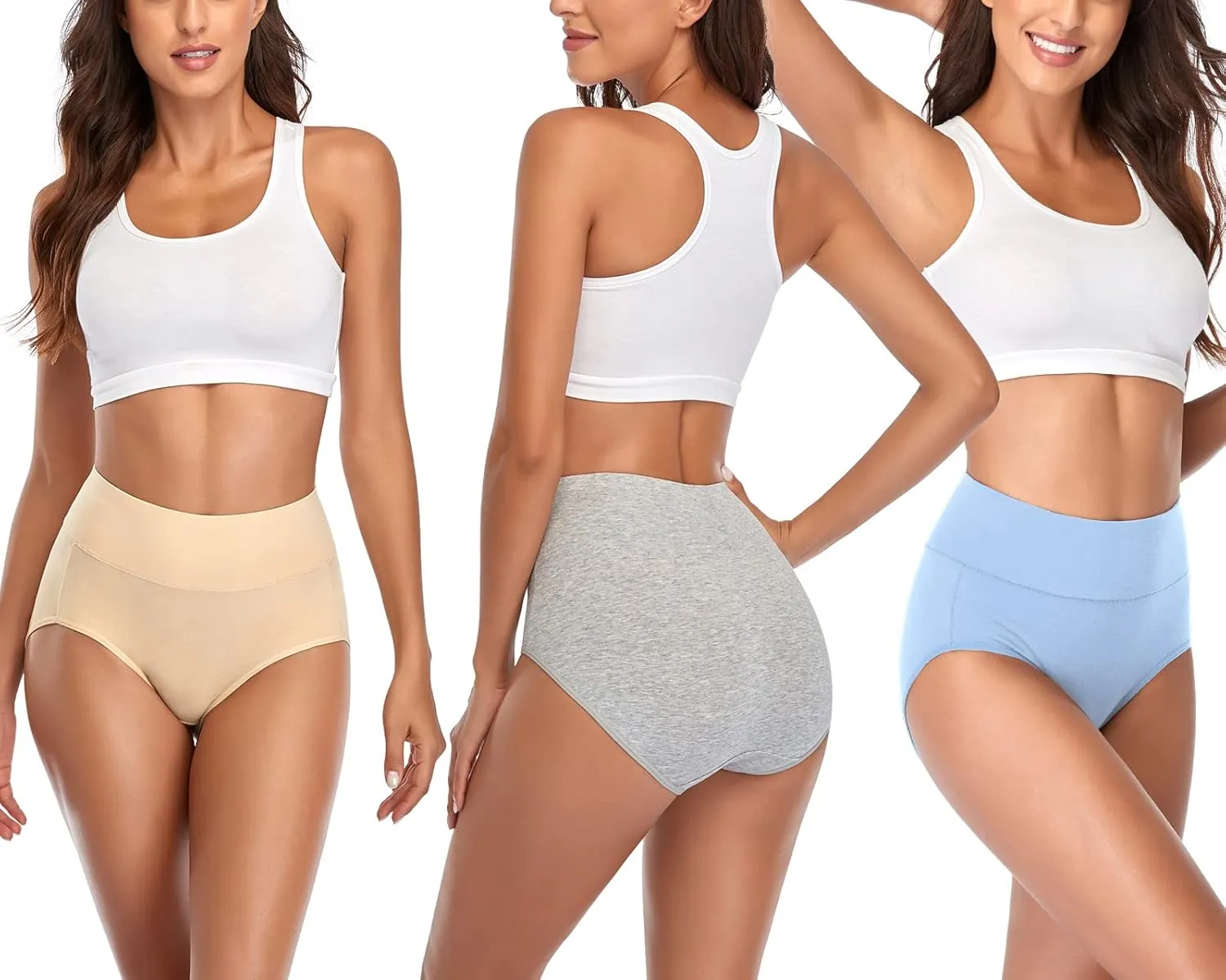 Annenmy Women's High Waist Cotton Underwear Soft Brief Panties Regular and Plus Size