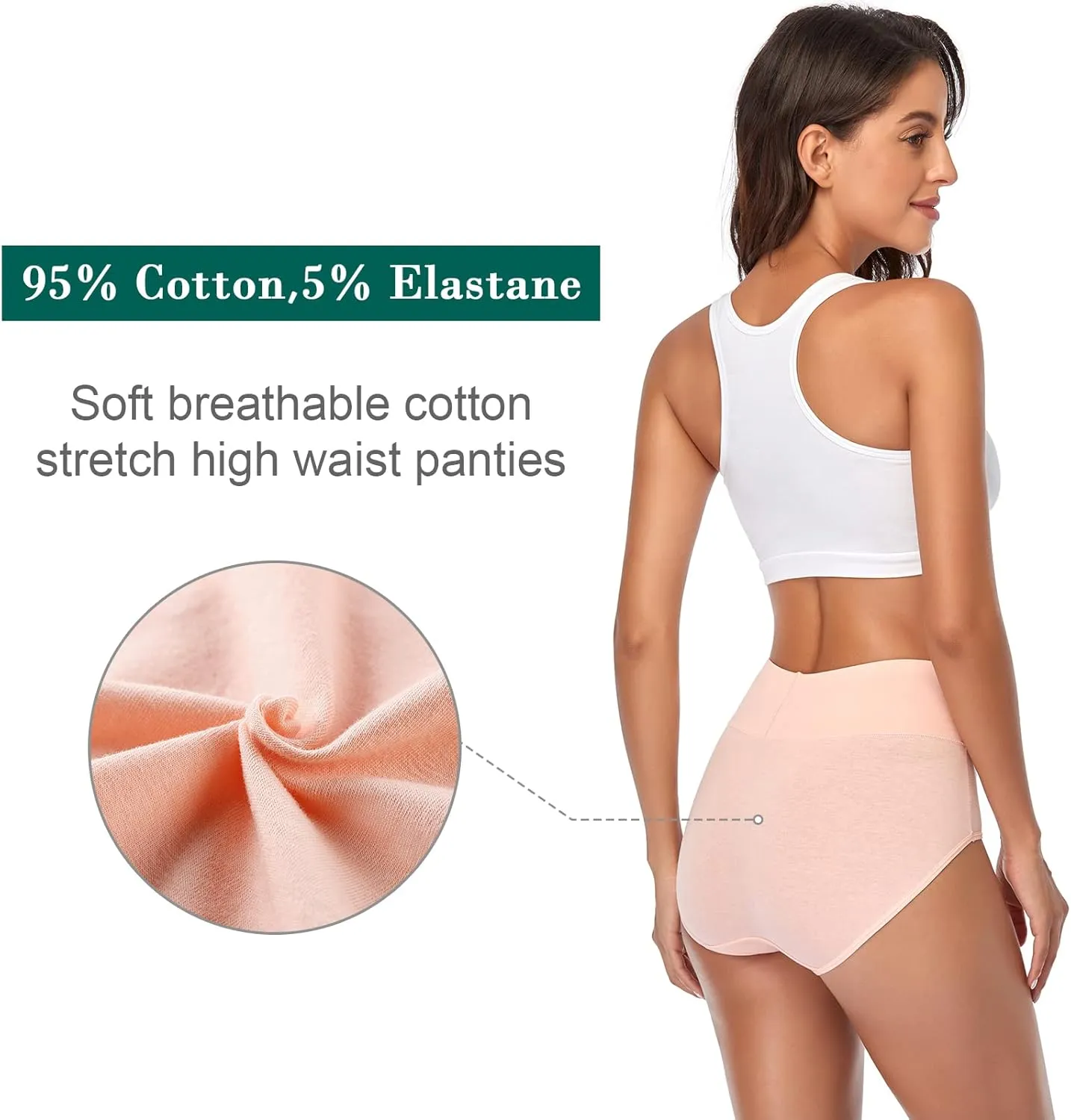 Annenmy Women's High Waist Cotton Underwear Soft Brief Panties Regular and Plus Size