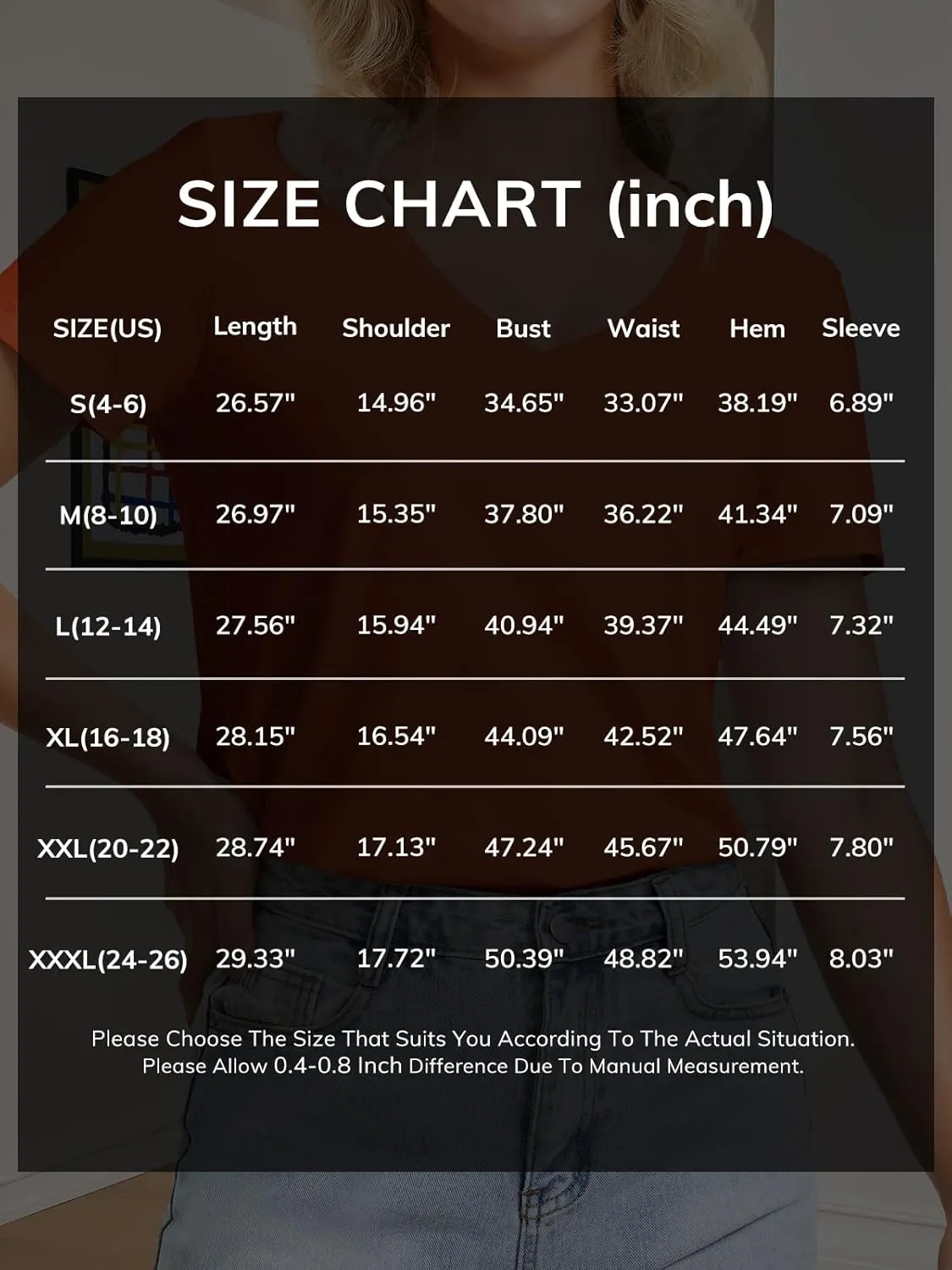 ATHMILE Womens V Neck Short Sleeve Summer T Shirts Curved Hem Plain Top Beach