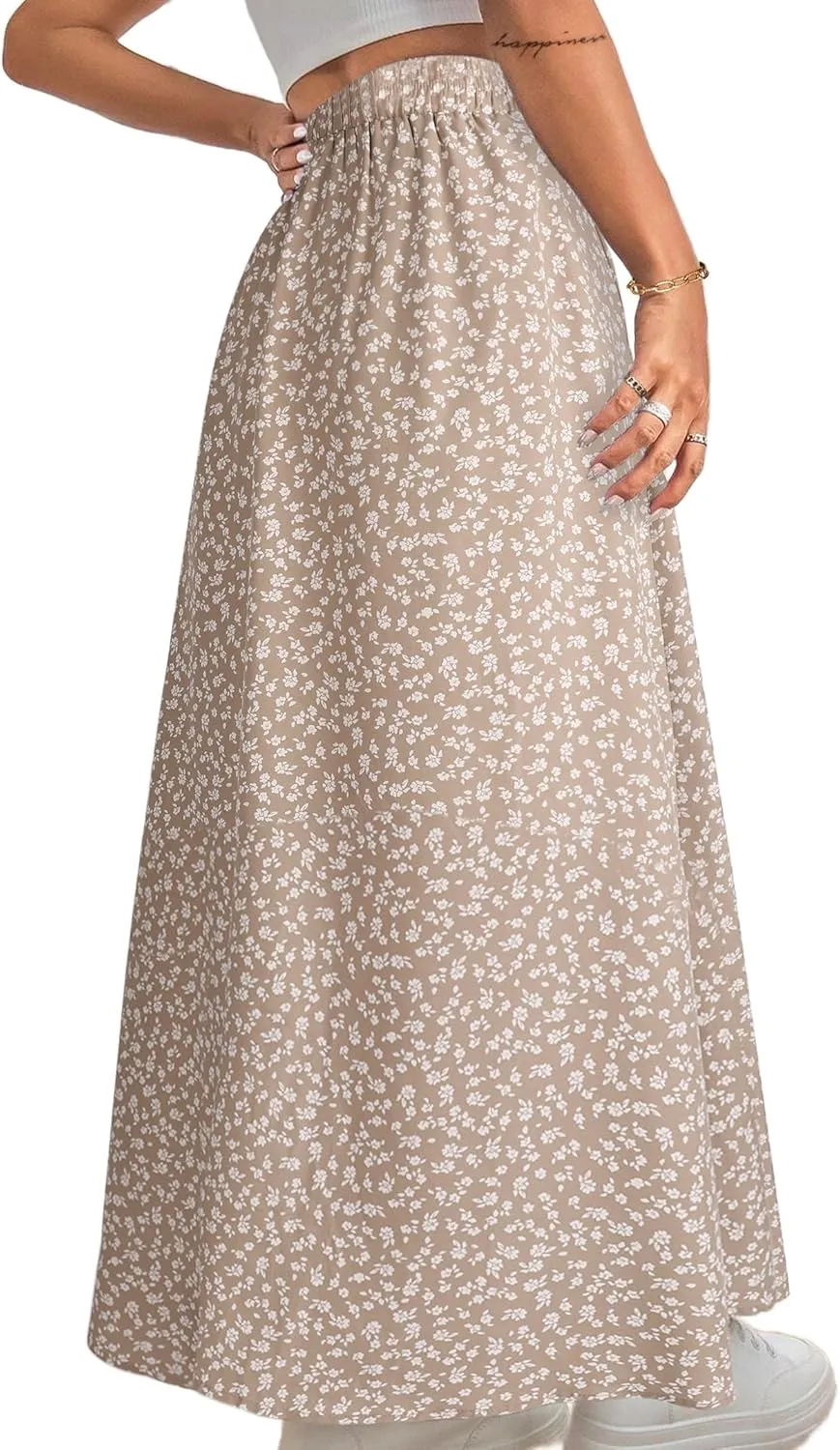 Avanova Women Boho Floral Slit Maxi Skirt Split Thigh High Waisted Long Sexy Skirt