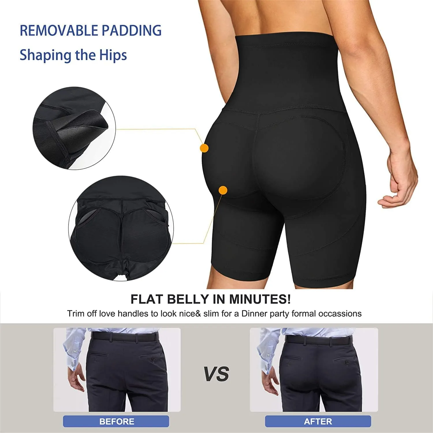BIGFOX Men Tummy Control Shorts High Waist Slimming Underwear Body Shaper Seamless Compression Boxers Briefs Waist Trainer