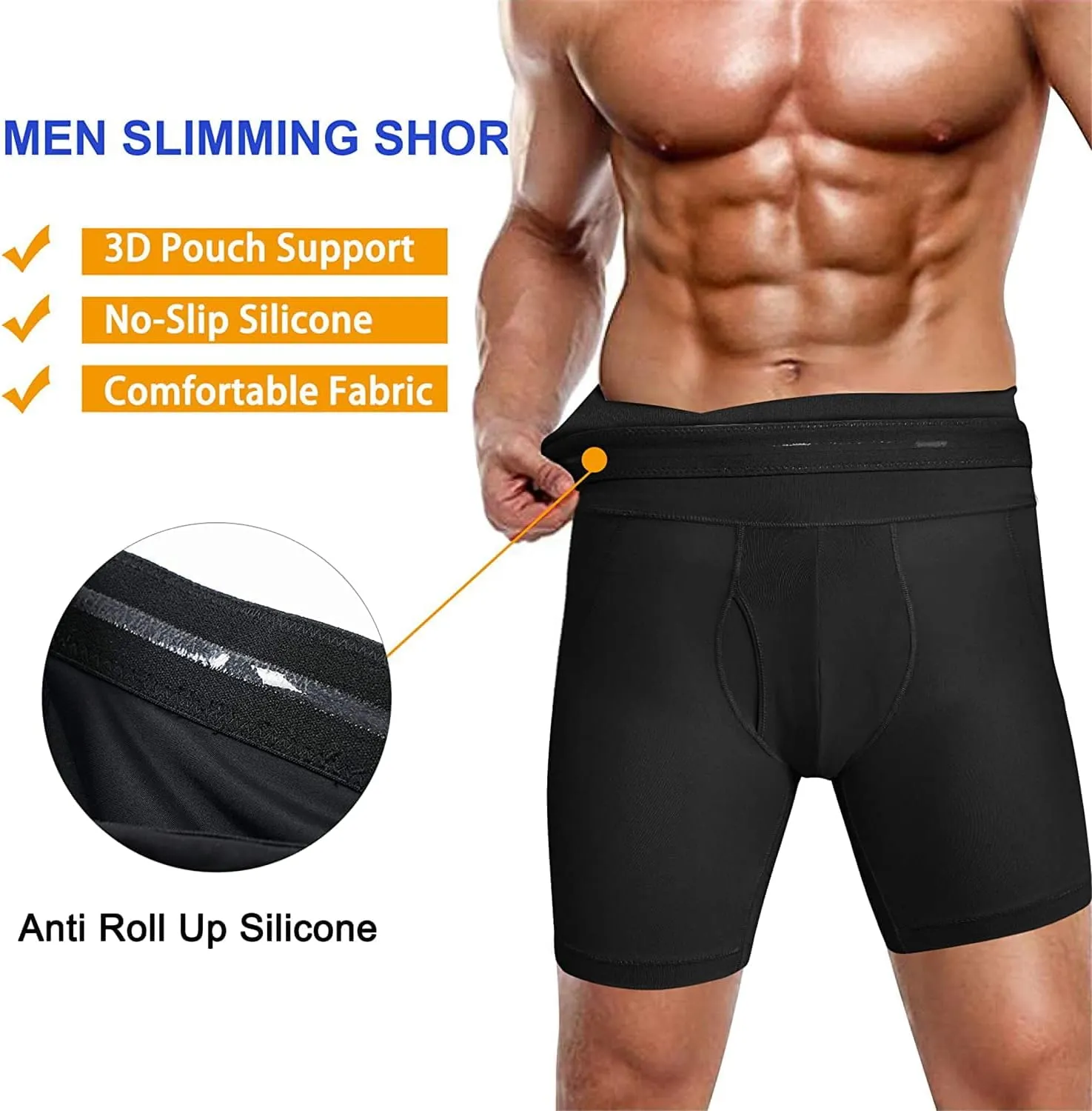 BIGFOX Men Tummy Control Shorts High Waist Slimming Underwear Body Shaper Seamless Compression Boxers Briefs Waist Trainer