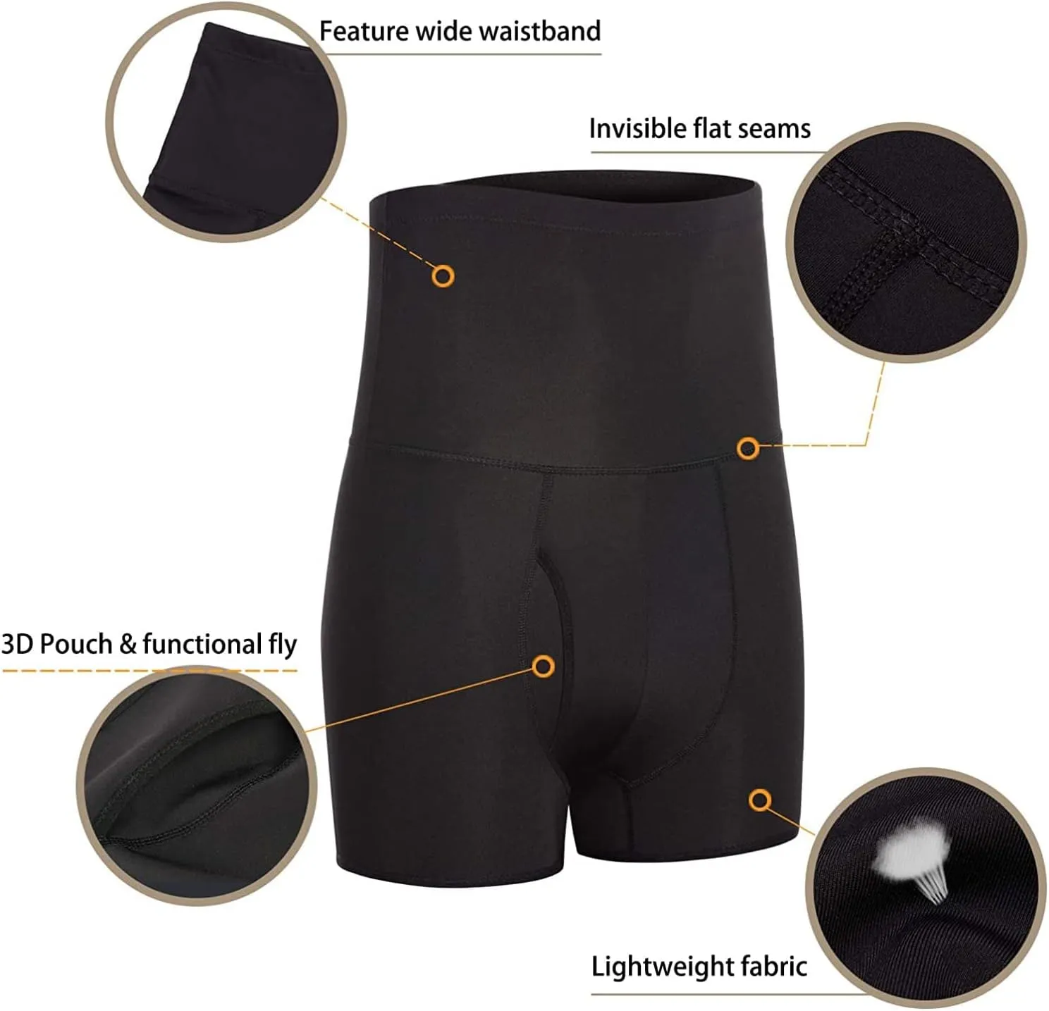 BIGFOX Men Tummy Control Shorts High Waist Slimming Underwear Body Shaper Seamless Compression Boxers Briefs Waist Trainer