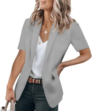Blazers for Women Open Front Short Sleeve Work Office Suit Jackets Blazer Trendy Business Lapel Collar Blazer Outfits