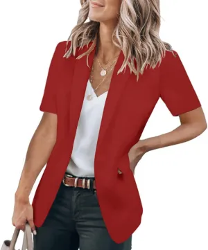 Blazers for Women Open Front Short Sleeve Work Office Suit Jackets Blazer Trendy Business Lapel Collar Blazer Outfits