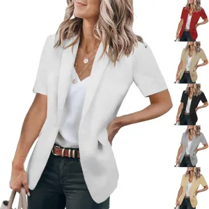 Blazers for Women Open Front Short Sleeve Work Office Suit Jackets Blazer Trendy Business Lapel Collar Blazer Outfits