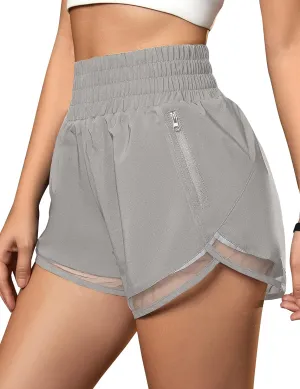 BMJL Women's Athletic Shorts High Waisted Workout Shorts Pocket Running Shorts Gym Elastic Sport Shorts