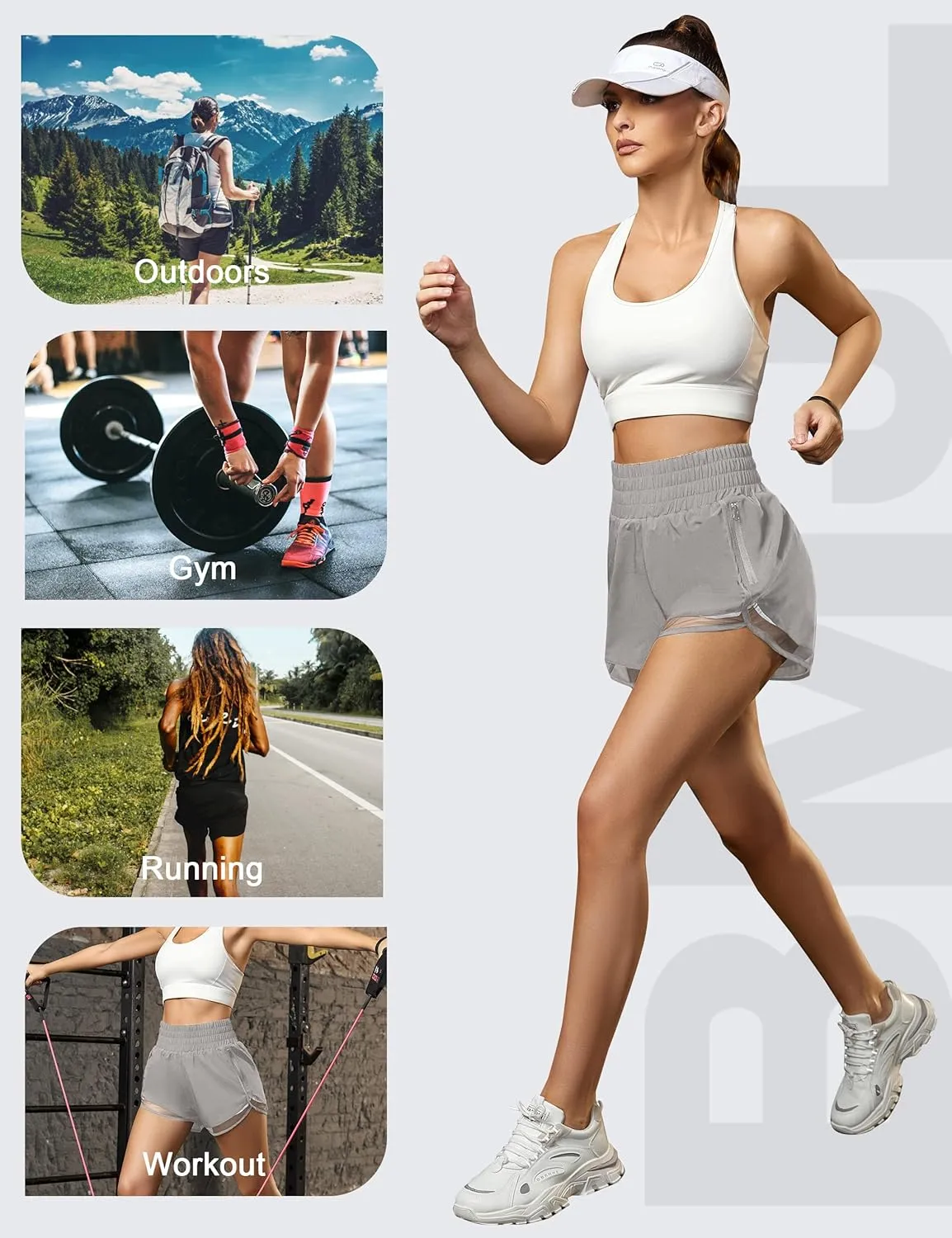 BMJL Women's Athletic Shorts High Waisted Workout Shorts Pocket Running Shorts Gym Elastic Sport Shorts