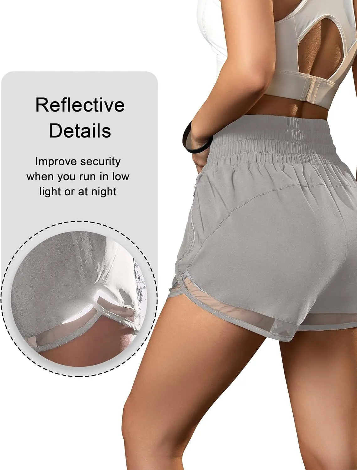 BMJL Women's Athletic Shorts High Waisted Workout Shorts Pocket Running Shorts Gym Elastic Sport Shorts