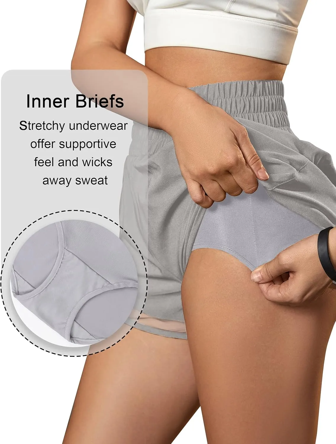 BMJL Women's Athletic Shorts High Waisted Workout Shorts Pocket Running Shorts Gym Elastic Sport Shorts