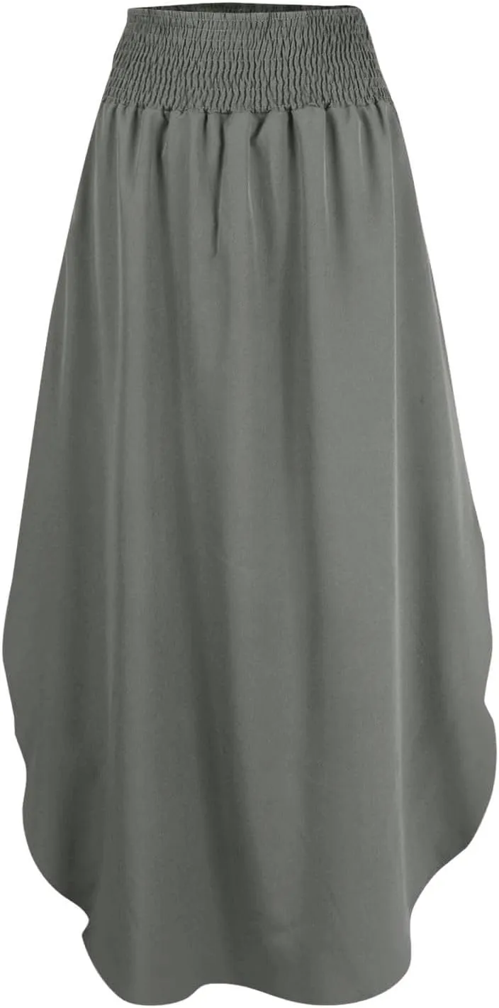 Boho Floral Maxi Skirt Elastic High Waist Tiered Pleated Flowy Long Women Summer Casual Beach Skirt