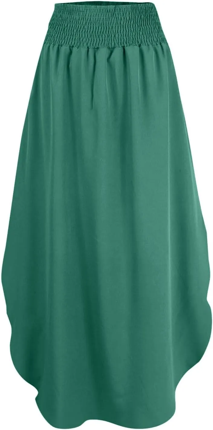Boho Floral Maxi Skirt Elastic High Waist Tiered Pleated Flowy Long Women Summer Casual Beach Skirt