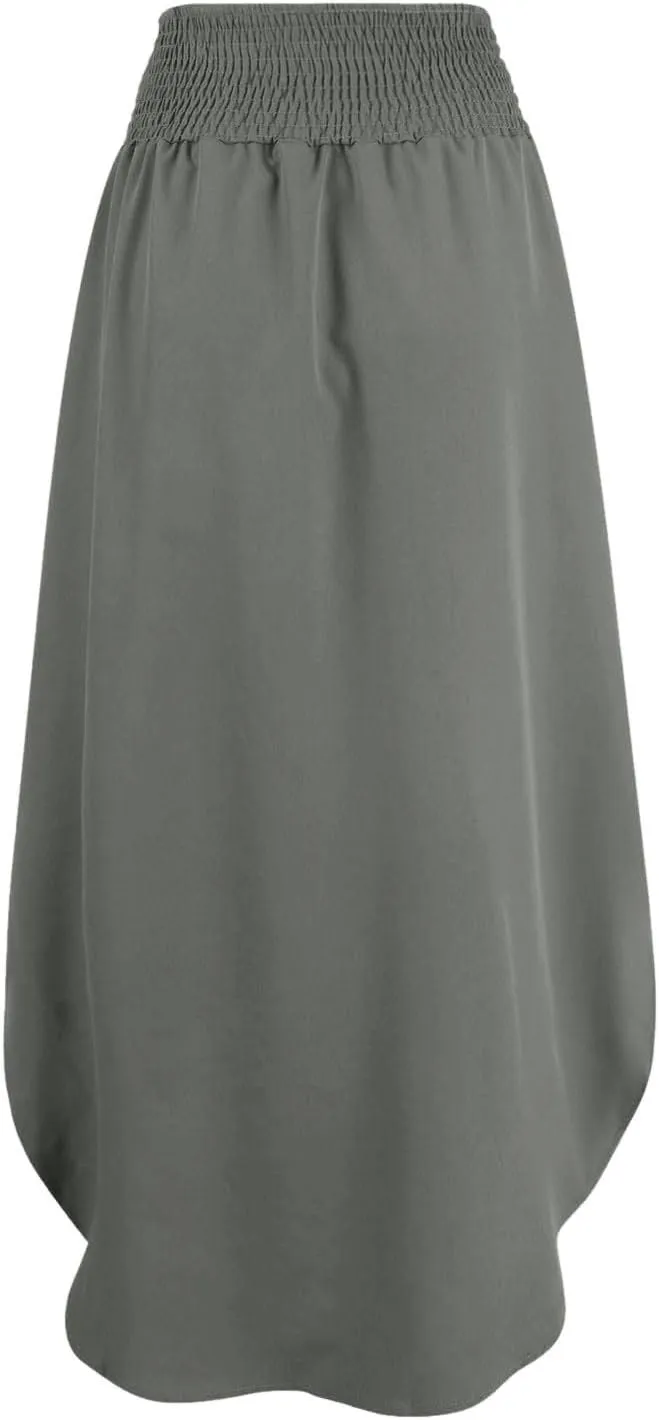 Boho Floral Maxi Skirt Elastic High Waist Tiered Pleated Flowy Long Women Summer Casual Beach Skirt