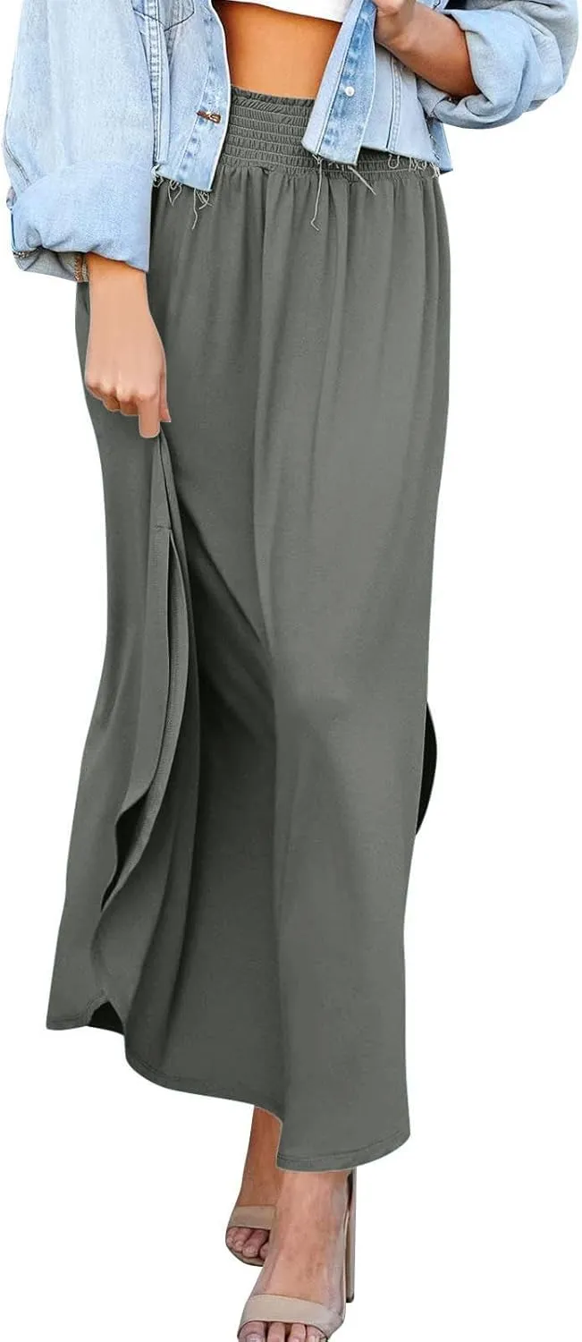Boho Floral Maxi Skirt Elastic High Waist Tiered Pleated Flowy Long Women Summer Casual Beach Skirt