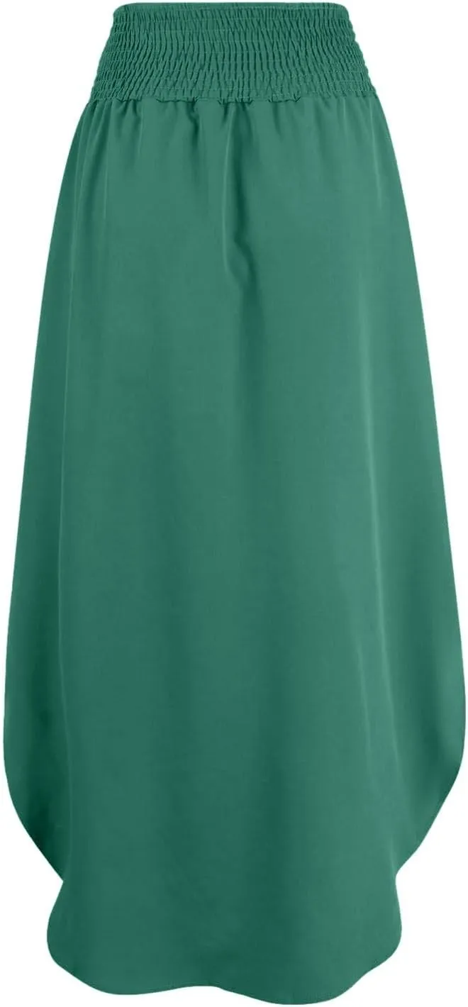 Boho Floral Maxi Skirt Elastic High Waist Tiered Pleated Flowy Long Women Summer Casual Beach Skirt