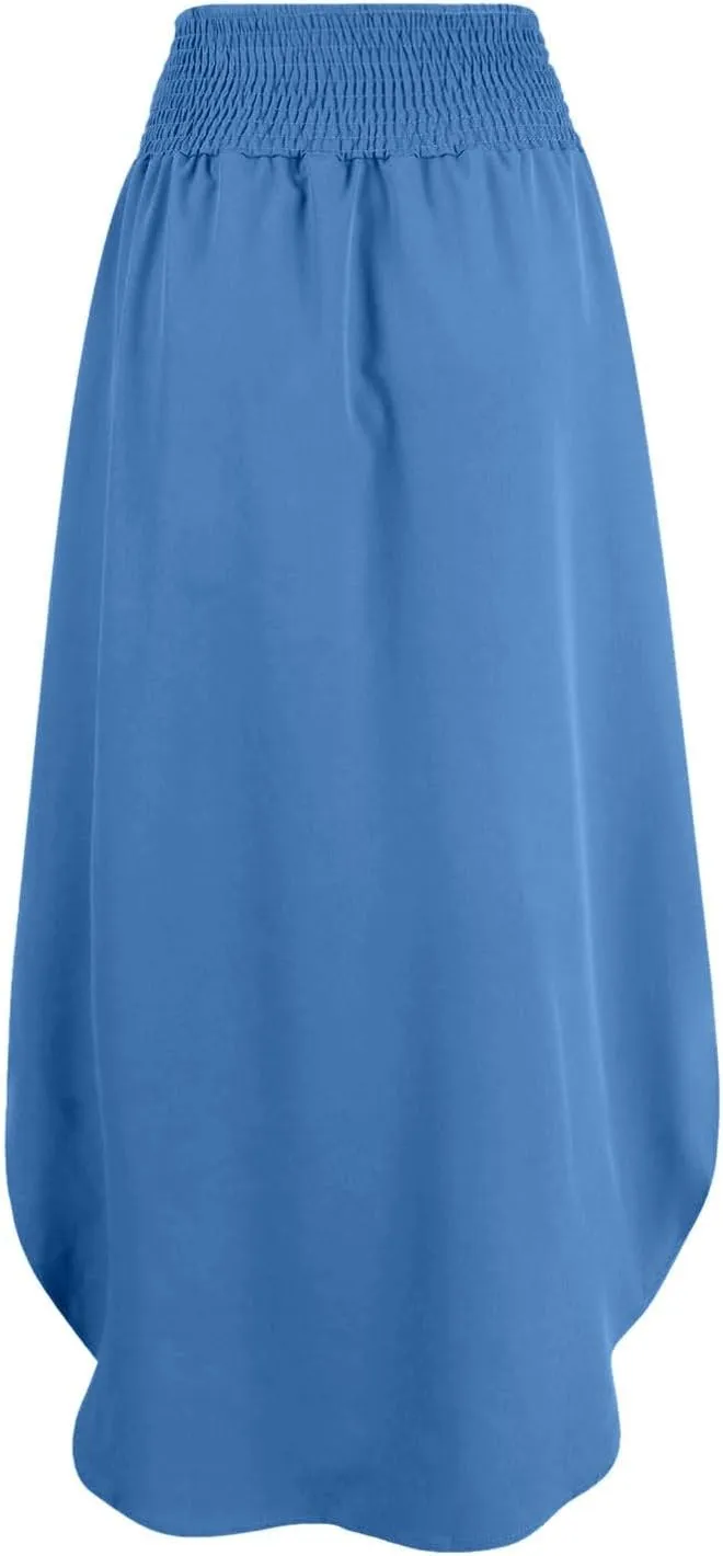 Boho Floral Maxi Skirt Elastic High Waist Tiered Pleated Flowy Long Women Summer Casual Beach Skirt