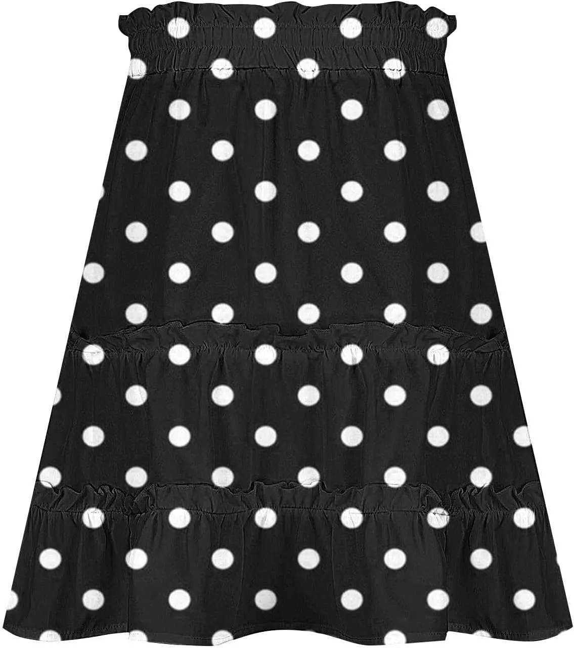 Boho Skirts for Women Summer Casual Elastic High Waist Drawstring Polka Dots Tie-up Flowy Short Mini Skirt