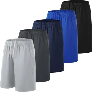 Boys Athletic Shorts Elastic Basketball Shorts Quick Dry Youth Shorts Sports Soccer Shorts for Boys with Pockets