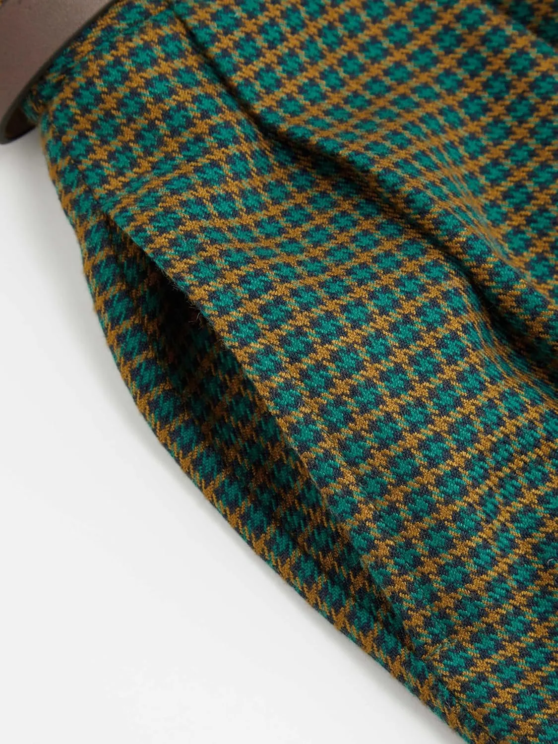 CIDER Mid Rise Houndstooth Belted Straight Leg Trousers