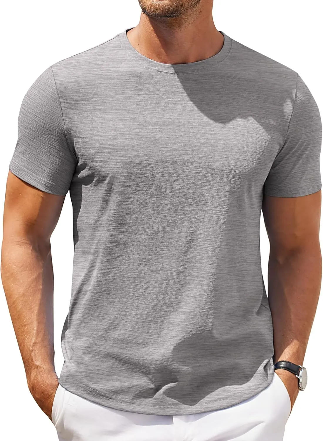 COOFANDY Mens Crew Neck T Shirt Short Sleeve Casual Summer Basic Tee Muscle Slim Fit Workout T-Shirt