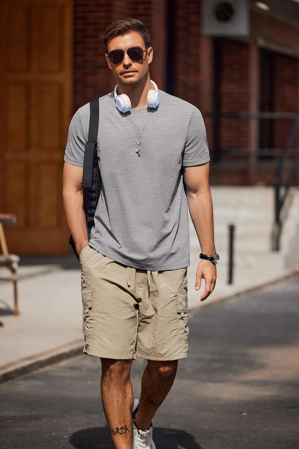 COOFANDY Mens Crew Neck T Shirt Short Sleeve Casual Summer Basic Tee Muscle Slim Fit Workout T-Shirt