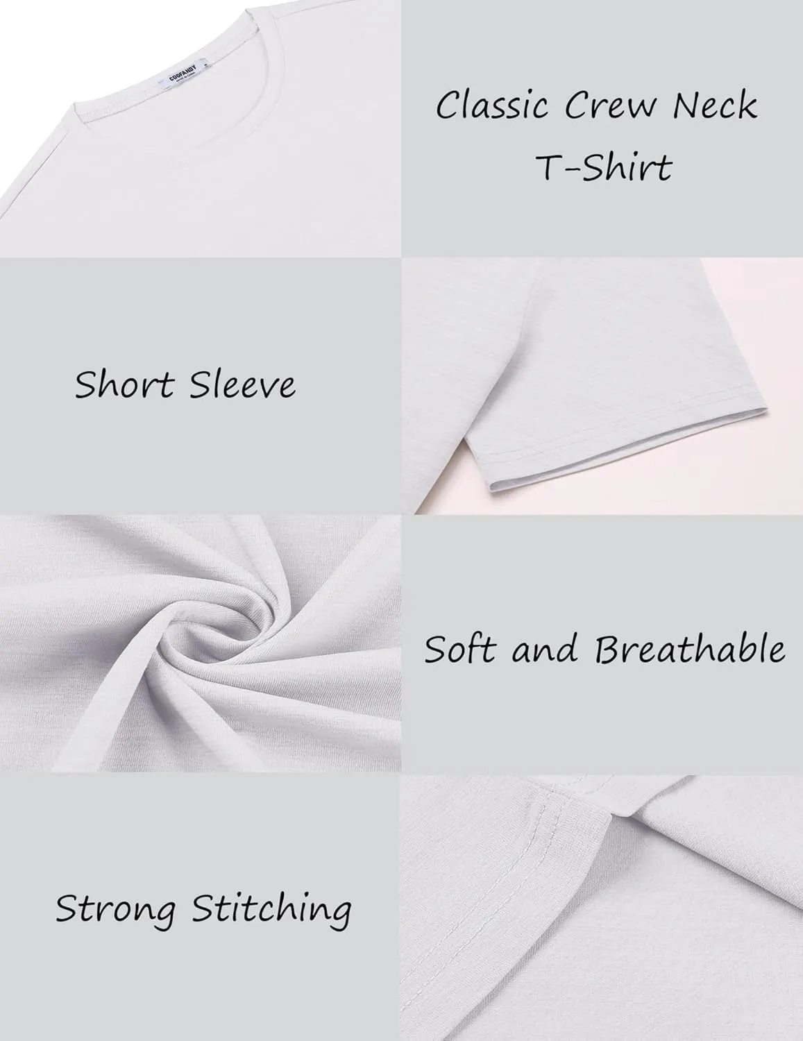 COOFANDY Mens Crew Neck T Shirt Short Sleeve Casual Summer Basic Tee Muscle Slim Fit Workout T-Shirt