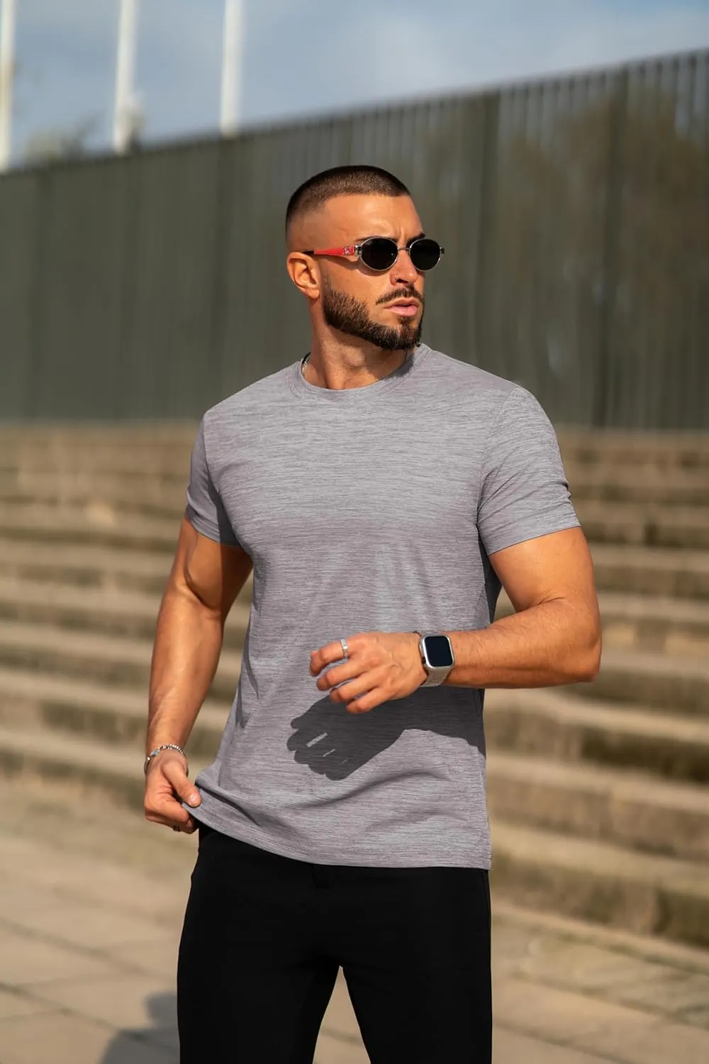 COOFANDY Mens Crew Neck T Shirt Short Sleeve Casual Summer Basic Tee Muscle Slim Fit Workout T-Shirt