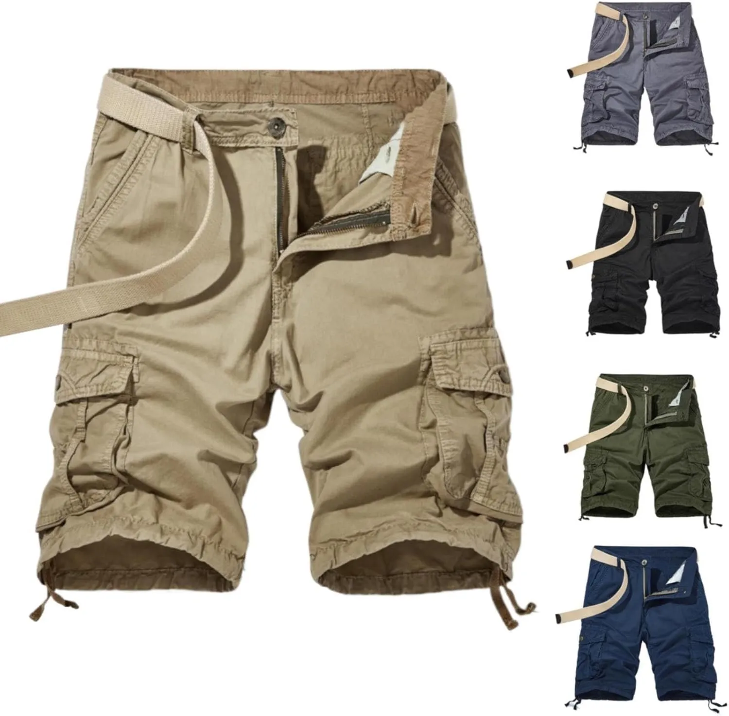 CRNTCEM Mens Outdoor Hiking Cargo Shorts Lightweight Water Resistant Quick Dry Tactical Golf Fishing Shorts with Zip Pockets