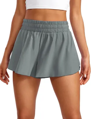 CRZ YOGA 2 in 1 Flowy Running Shorts for Women High Waisted Quick Dry for Athletic Gym Lounge Workout Cute Tennis Skirts
