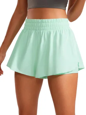 CRZ YOGA 2 in 1 Flowy Running Shorts for Women High Waisted Quick Dry for Athletic Gym Lounge Workout Cute Tennis Skirts